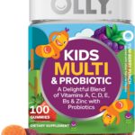 OLLY Kids Multivitamin & Probiotic Gummy, Digestive Support, Vitamins A, D, C, E, B, Zinc, Chewable Supplement, Berry Flavor, 50 day supply - 100 Count