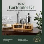 Barillio Bartender Kit - Stainless-Steel Cocktail Shaker Set w/Bamboo Stand - Mixology Bar Tools w/Drink Shaker, Mixer Spoon & Muddler for Cocktails - Home Bar Accessories - 23-Pc Bar Set - Silver - Image 2