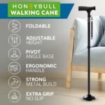 HONEYBULL Walking Cane for Men & Women - Foldable, Adjustable, Collapsible, Free Standing Cane, Pivot Tip, Heavy Duty | Walking Sticks, Folding Canes for Seniors & Adults (Black, Pivot Cane) - Image 3