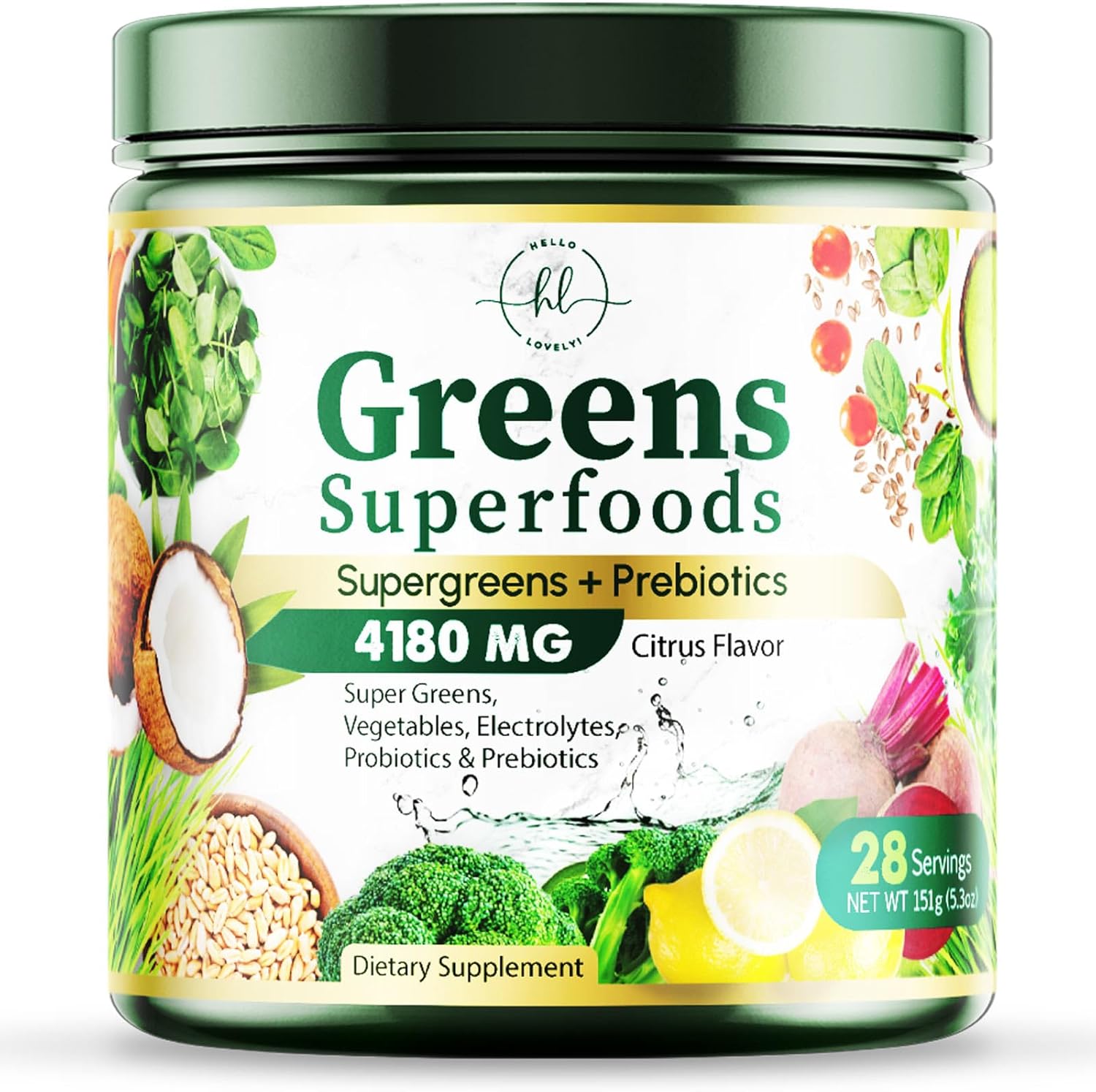 71xG04OfxCL._AC_SL1500_.jpg Greens Superfood Powder, Organic Spirulina & Chlorella Greens with Prebiotics & Probiotics, Gut Health & Bloating Support for Women, Green Drink Powder for Digestive & Energy Support - 28 Servings - Image 1
