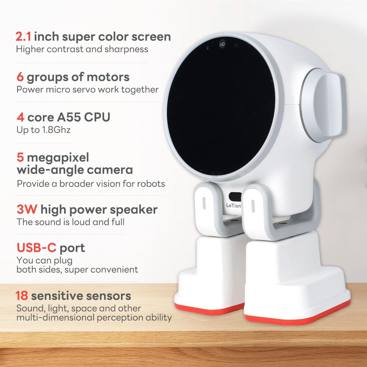 Rux AI Desktop Robot,Voice Dialogue Remote Monitoring Artificial Intelligence Companion Toy A55 Central Processor Built-in 4GB RAM/32GB ROM - Image 7