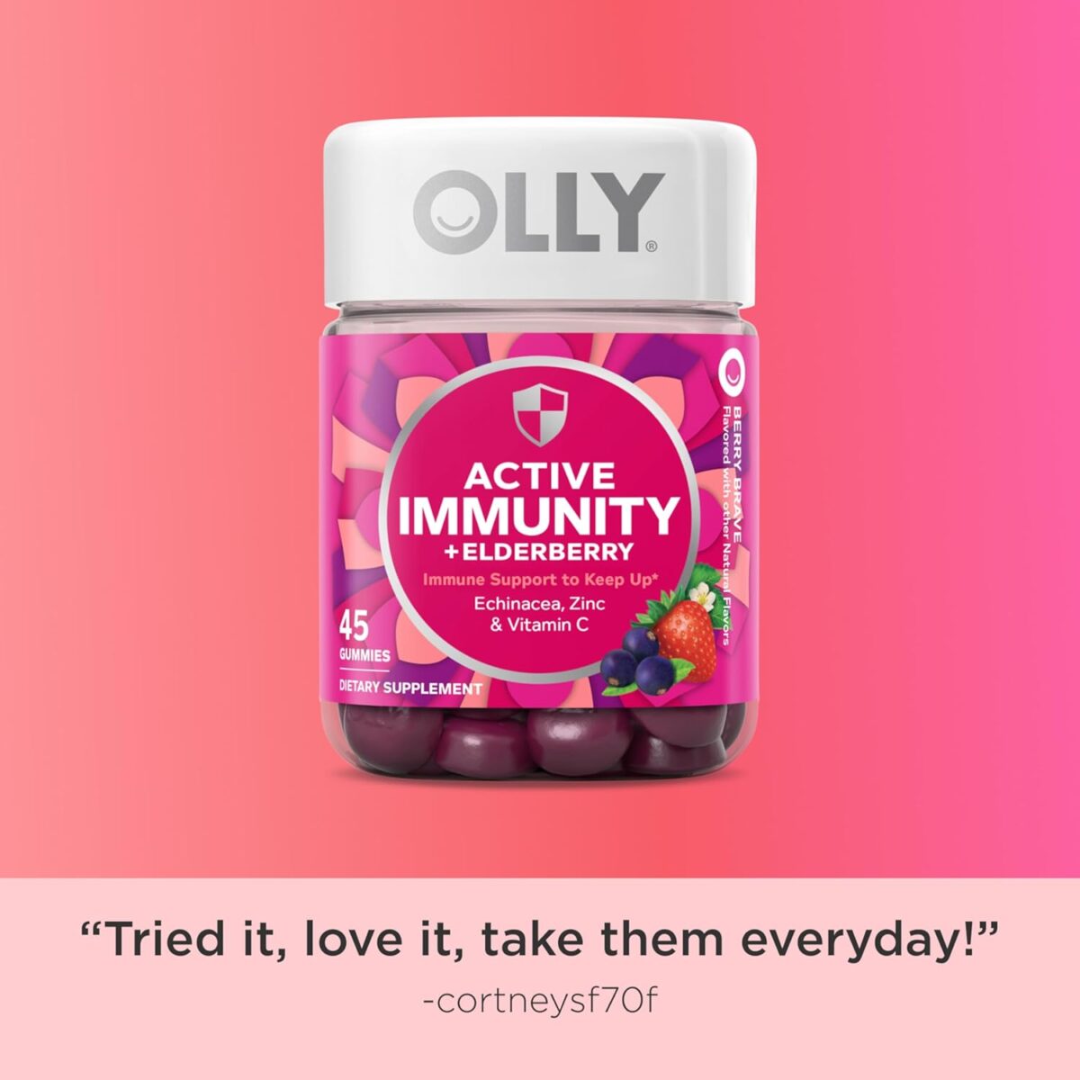 OLLY Immunity Gummy, Immune Support, Elderberry, Zinc, Vitamin C, Supplement, Berry Flavor, 15 Day Supply - 45 Count - Image 5