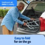 Medline Lightweight Folding Walkers for Seniors, Adults with 5” Wheels, Steel Frame Supports up to 400 lbs. - Image 2