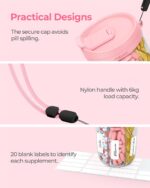 Large Pill Dispenser with 6 Compartments, Anti-Mix Pill Bottle Organizer with Wide Opening & Easy Retrieval, Vitamin Organizer for Travel, BPA-Free Pill Box with a Strap, Pink - Image 7