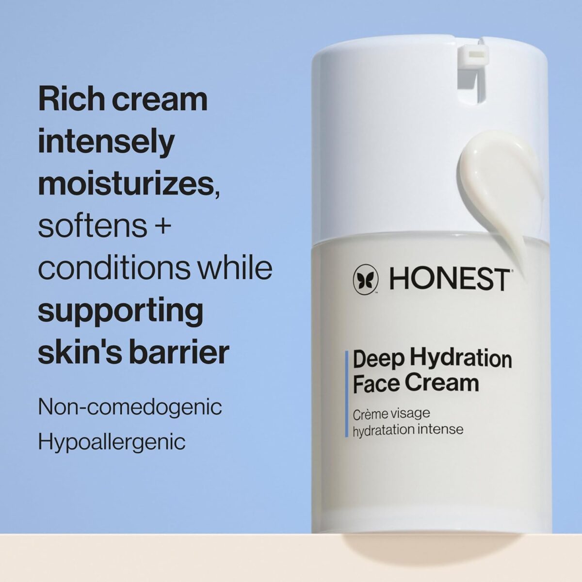 Honest Beauty Deep Hydration Face Cream for All Skin Types | Supports Natural Moisture Barrier | Shea Butter + Baobab Seed Oil | EWG Verified + Cruelty Free | 1.7 fl oz - Image 3