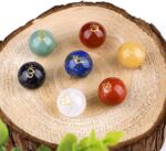 TGS Gems 7pcs Chakra Sphere Crystal Stones Natural Reiki Healing Crystals Gemstones with Engraved Chakra Symbol Chakra Stone Kit for Meditation Crystal - Image 4