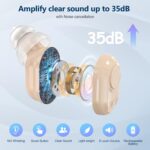 Hearing Aids for Seniors Rechargeable with Noise Cancelling,EARRCK Hearing Amplifier Aids for Adults with Button Volume Control and Charging Case Hearing Assist Device (Beige) - Image 3