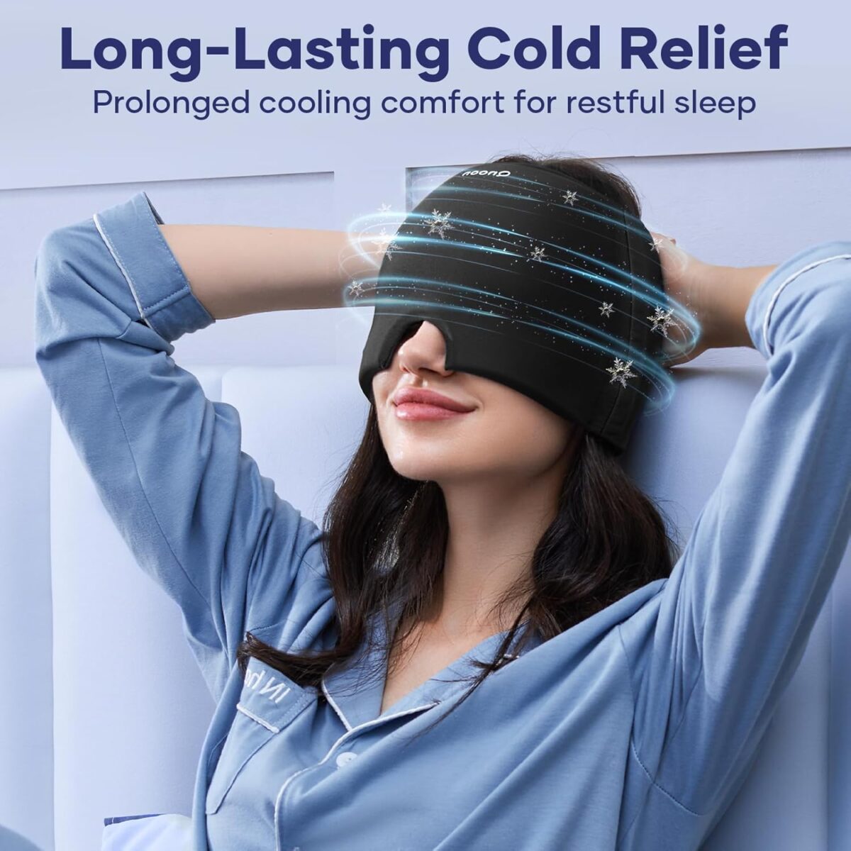Migraine Relief Cap, Headache Relieve Cap Mask Products, Cooling Odorless Gel Ice Head Wrap for Tension, Stress,Hangover & Puffy Eyes - Image 3