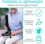 Vive Quad Canes - 4 Prong Folding Cane with Extra Handle for Men, Women & Seniors - Walking Sticks, Adjustable & Lightweight - Upright Offset Aid for Balance Support for Elderly, Handicap & Disabled - Image 5