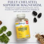 SOLARAY Magnesium Glycinate Capsules, Chelated Magnesium Bisglycinate w/BioPerine, Higher Absorption Magnesium Supplement - Bones, Muscles, Heart Support, Vegan (30 Servings, 120 VegCaps) - Image 3