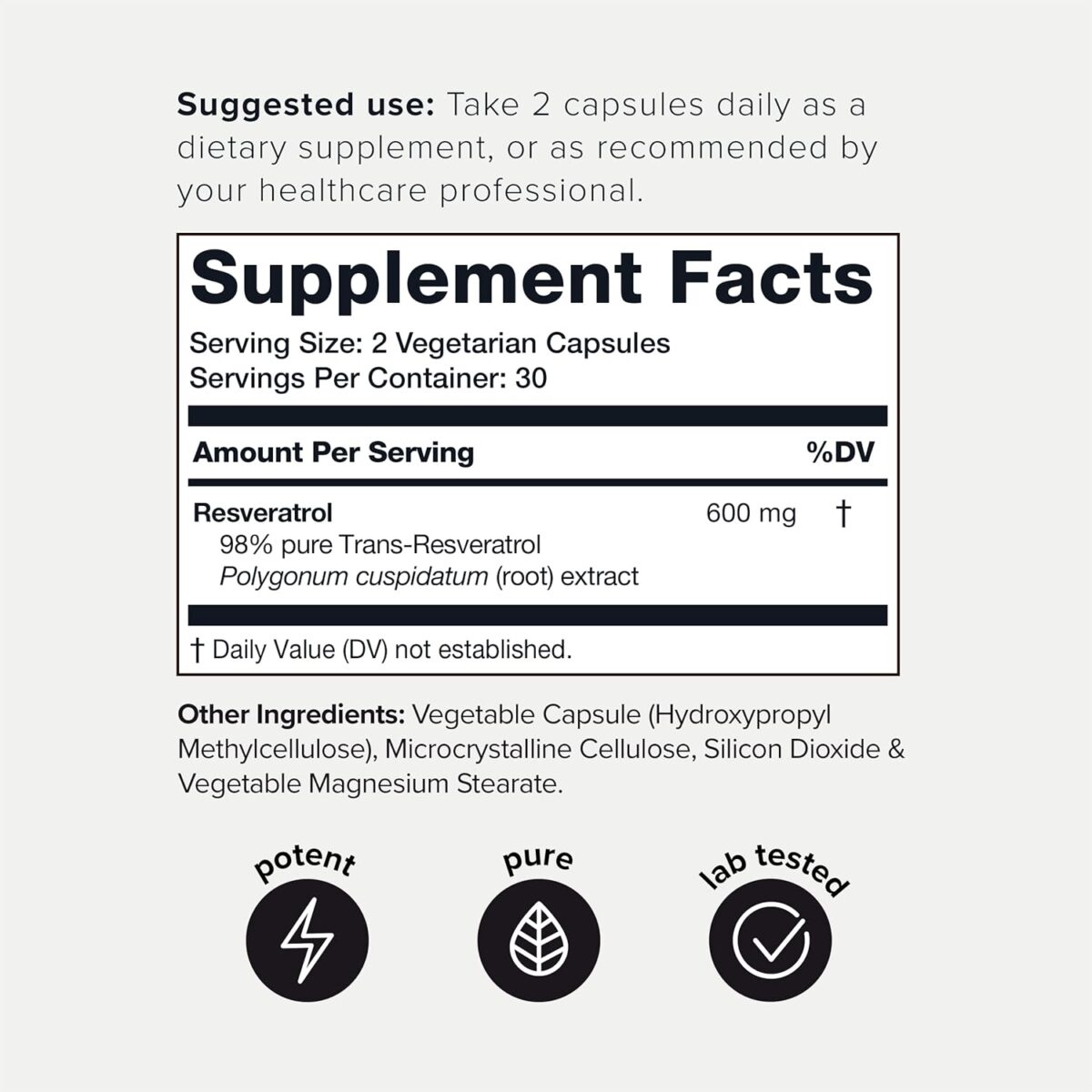 Toniiq Ultra High Purity Resveratrol Capsules - 98% Trans-Resveratrol - Highly Purified and Bioavailable - 60 Caps Reservatrol Supplement - Image 2