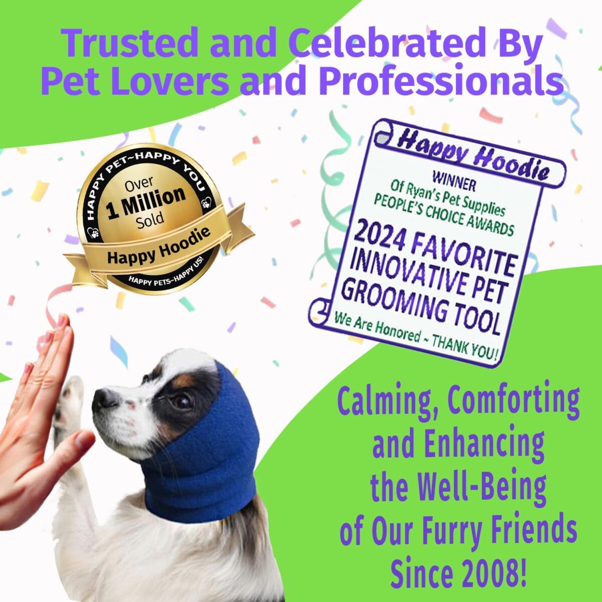 Happy Hoodie The Original Dog & Cat Calming Band, Anxiety Relief/Noise Protection-Grooming-Thunder-Fireworks (Large, Pink) - Image 2