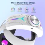 Comfortable Headset Accessory for Oculus/Meta Quest3/3S,RGB Lights with Battery,Quick Charge for Extended Play,Removable Battery,Adjustable Elite(White) - Image 2