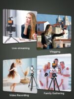Vlogging Kit for iPhone Youtuber Starter Kit Content Creator Equipment for iPhone 16/15Pro Max with 59'' Extendable Fullsize Tripod, LED Light,Shotgun Mic Video Recording(Vlog K4) - Image 7
