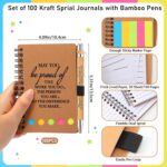 Chuangdi 100 Sets Employee Appreciation Thank You Gifts Inspirational Spiral Notebook Journal with Sticky Note Notepad Motivational Bamboo Pen Bulk for Nurse Teacher Volunteer Team Coworker - Image 2
