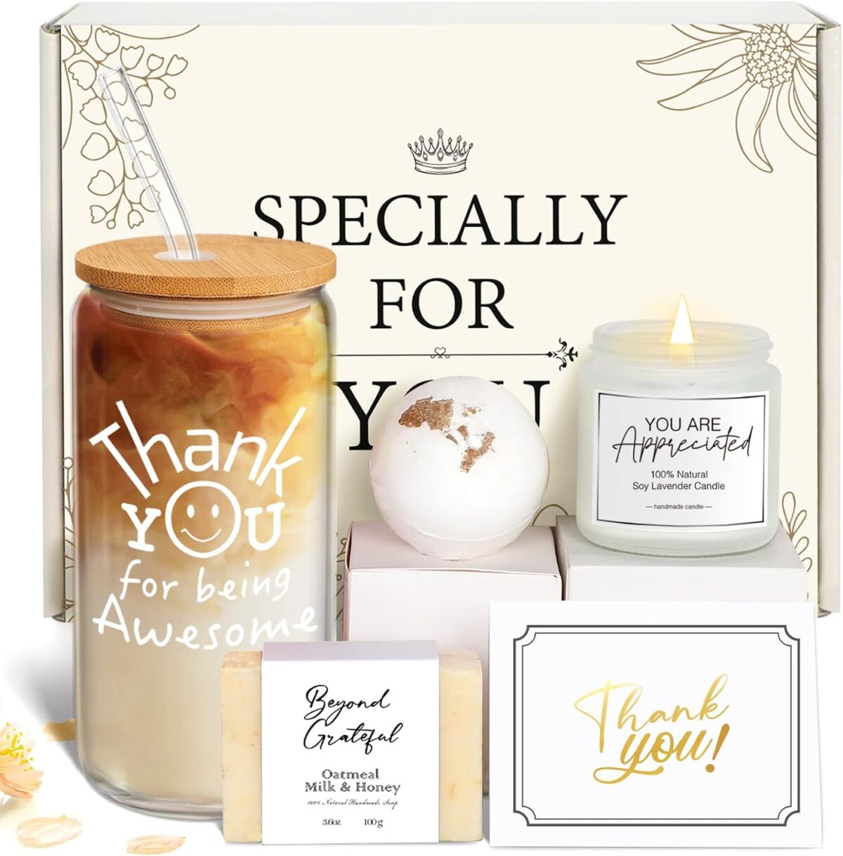 Thank You Gifts for Women, Employee Appreciation Gifts, Appreciation Gift for Coworkers, Awesome Glass Cup, Gift for Employees Teachers Coworkers with Thanks Cards - Image 1