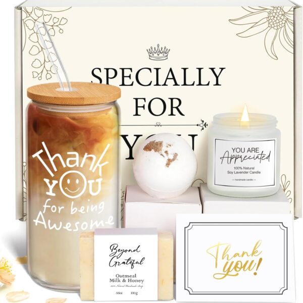 Thank You Gifts for Women, Employee Appreciation Gifts, Appreciation Gift for Coworkers, Awesome Glass Cup, Gift for Employees Teachers Coworkers with Thanks Cards