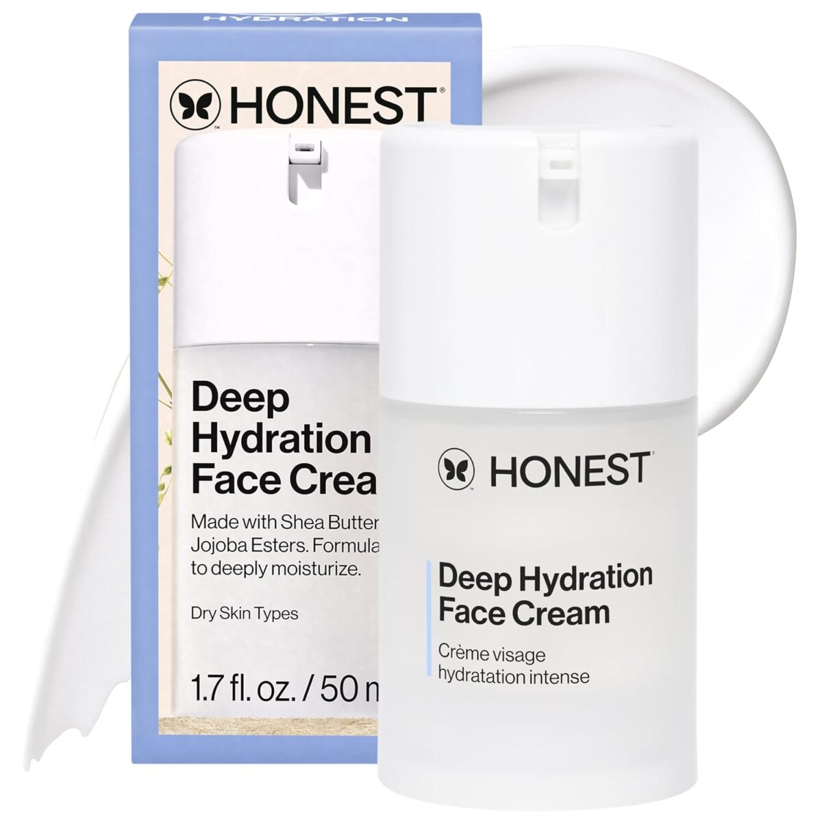 Honest Beauty Deep Hydration Face Cream for All Skin Types | Supports Natural Moisture Barrier | Shea Butter + Baobab Seed Oil | EWG Verified + Cruelty Free | 1.7 fl oz - Image 1