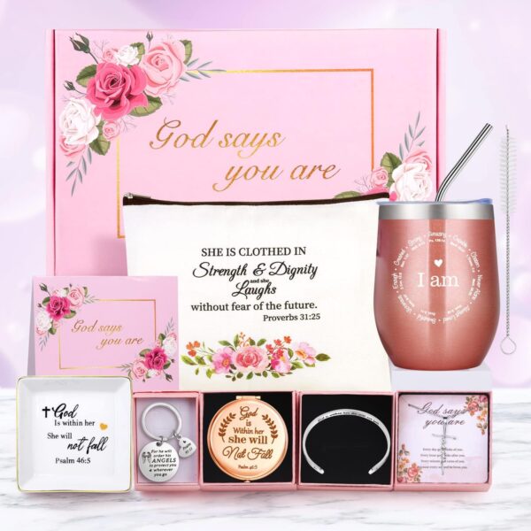 Christian Gifts for Women, Inspirational Birthday Set for Women, Religious Spiritual Faith Gifts Basket for Mom, Friend, Grandma, Godmother
