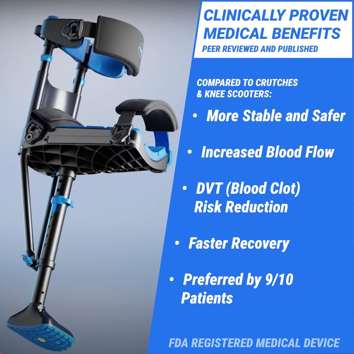 iWALK3.0 – The Original Hands Free Knee Crutch - Alternative to Crutches and Knee Scooters - iWALK Replaces Crutches for Adults - Peg Leg Crutch For Lower Leg Injuries Only - Image 9