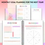 Goal Planner | SMART Goal Setting Kit for the New You, Monthly Habits, Reflections & Vision Boards | Pastel Rainbow A5 - Image 4
