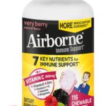 Airborne 1000mg Vitamin C with Vitamin D & Zinc, Multivitamin Immune Support Supplement, Antioxidants Vitamins A C & Vitamin E, 116 Chewable Tablets, Very Berry Flavor
