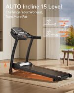 Treadmill for Home, 3.0 HP Treadmill with Incline, Heart Rate Sensors, Digital Display for Walking, Running, and Indoor Fitness Workouts - Image 2