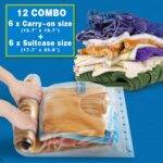 HIBAG 12 Compression Bags for Travel, Travel Essentials Compression Bags, Vacuum Packing Space Saver Zipper Bags for Cruise Travel Accessories (12-Travel) - Image 2