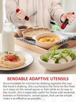 Adaptive Utensils, Weighted Special Supplies Spoon Fork Set, Weak Hand Grip & Handicapped & Parkinsons Aids for Living, Arthritis for Hand Tremors, Travel Eating Utensils for Disabled, Elderly, Adults - Image 3