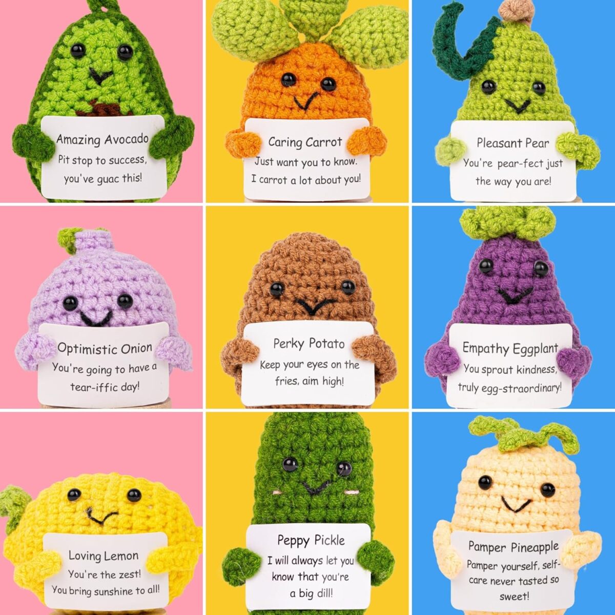 Friendly Veggies – Positive Potato, Emotional Support Pickle, Emotional Support Plush, Positive Crochet Animals, Mini Crochet Animals, Teacher Appreciation Gifts - Image 5