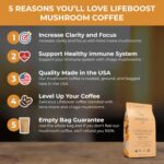 Lifeboost Cognition Adaptogenic Mushroom Coffee - Lions Mane & Chaga Nootropic Coffee - Great Tasting Medium Organic Coffee - Increase Energy, Boost Focus & Immune Support - 12 oz Bag - Ground - Image 2