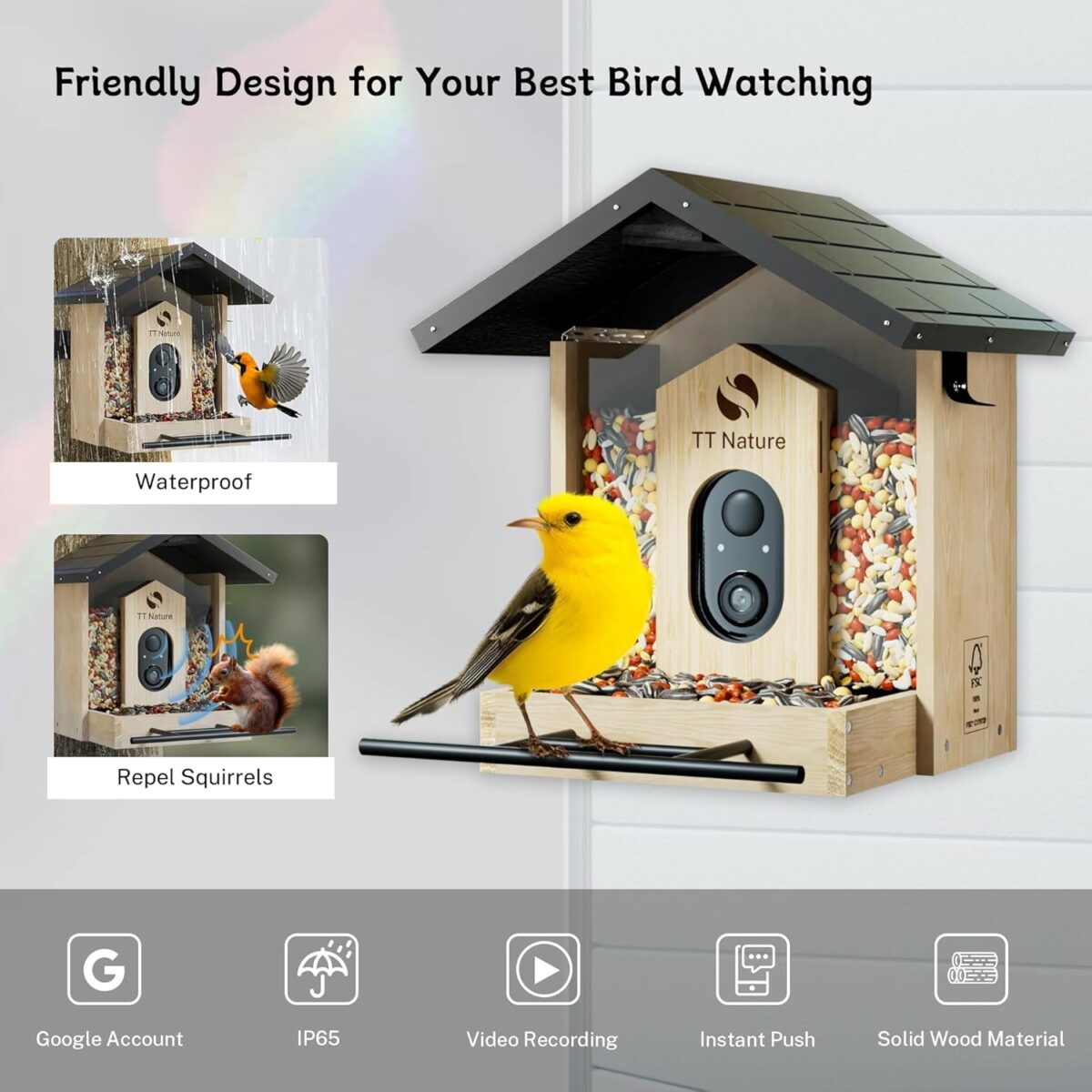 Bird Feeder with Camera, Upgraded 1.5L Smart Bird Feeder with AI Identify for 10000 Plus Bird Species, Auto Capture Bird & Real-time Notifications, Ideal Gift for Bird Lovers (Iron Roof) - Image 7