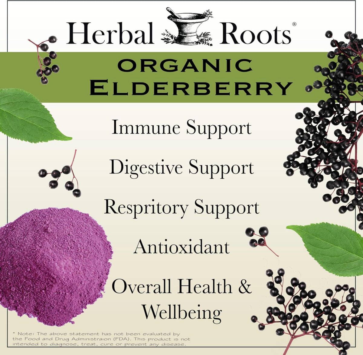Herbal Roots Organic Black Elderberry Capsules | Max Strength | Made with Organic Sambucus | 60 Vegan Capsules - Image 3