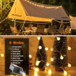 Minetom Globe String Lights, 33 Feet 100 Led Fairy Lights Plug in, 8 Modes with Remote Mini Globe Lights for Indoor Outdoor Bedroom Party Wedding Garden Christmas Tree Decor, Warm White - Image 3