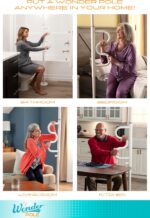 Stander Wonder Pole, Security-Pole and Curve Grab Bar, Tension Mounted Floor to Ceiling Transfer-Pole for Seniors, Elderly Adults, Bathroom Safety Assist and Stability Rail, White - Image 3