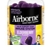 Airborne Elderberry + Zinc & Vitamin C Gummies For Adults, Immune Support Vitamin D & Zinc Gummies With Powerful Antioxidant Vitamins C D & E - 50 Gummies, Elderberry Flavor