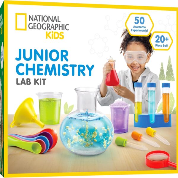National Geographic Kids Junior Chemistry Set - Complete Early Learning Lab Kit with 50 Science Experiments for Kids and 20+ Lab Tools, Kids Chemistry Set, Science Experiments for Kids 4-6