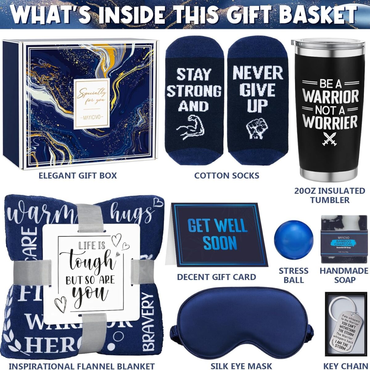 Get Well Soon Gifts for Men, After Surgery Cancer Gifts for Men Chemo Care Package Get Well Gift Basket for Sick Friends, Thinking of You Feel Better Birthday Gifts Box for Men Dad Brother w/Tumbler - Image 2