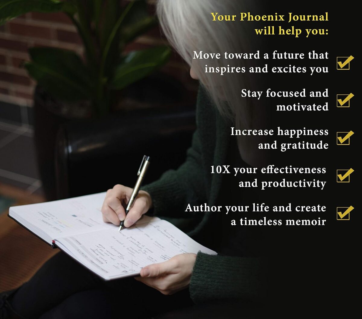The Phoenix Journal - Best Daily Goal Planner, Organizer, & Calendar for Goal Setting, Gratitude, Happiness, & Productivity - Vision Board & Habit Tracking - 12 Weeks, Undated, Hardcover - Black - Image 9