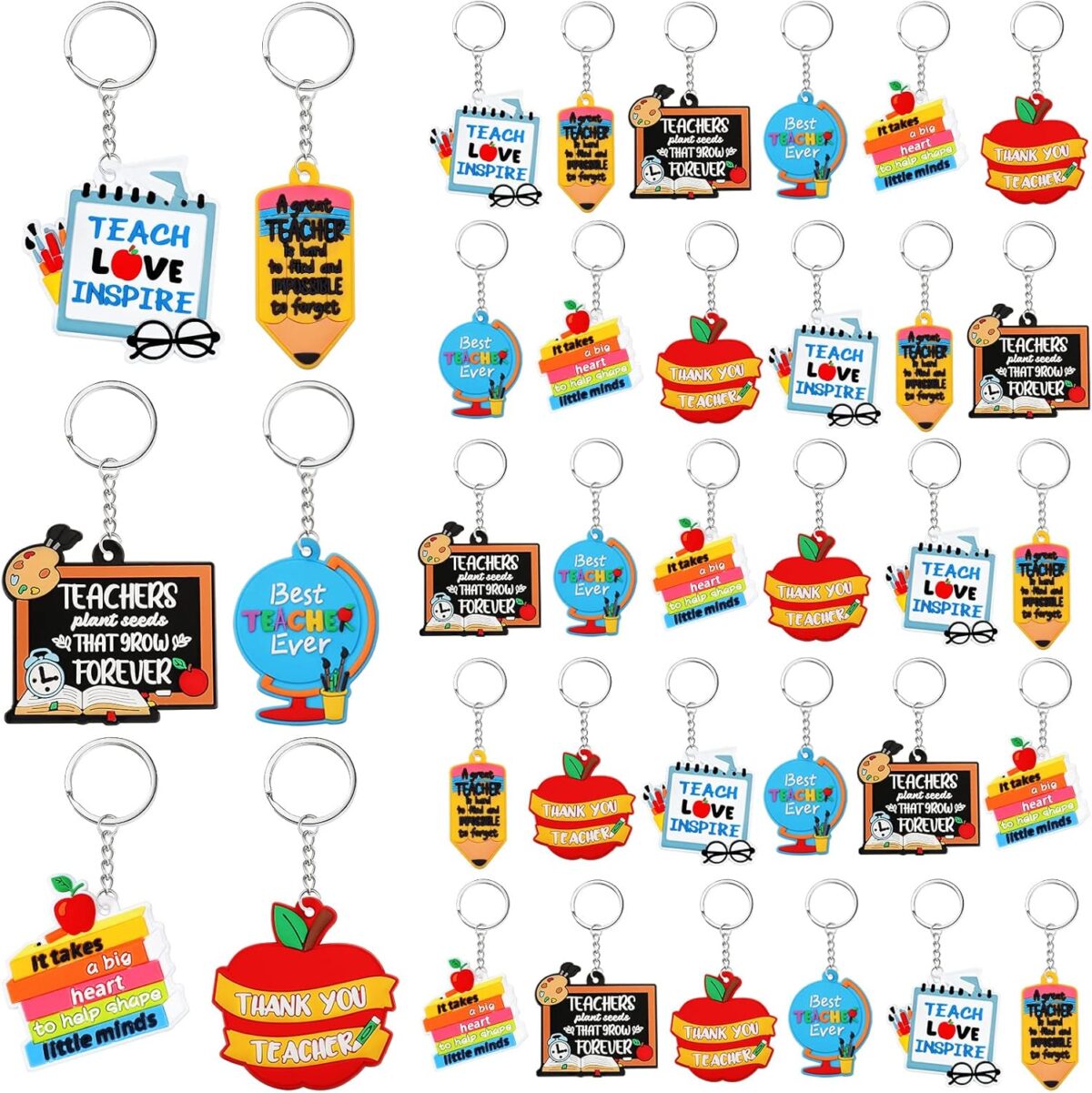 Henoyso 36 Pcs Teacher Keychain Bulk Teachers Appreciation Gifts in Bulk Teacher Gifts Bulk - Image 1