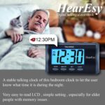 Talking alarm clock for Visually Impaired - Large Numbers Desk Clock - Day Clock for Seniors - Battery Operated Large Display , Digital Clock, Digital (Silver) - Image 2