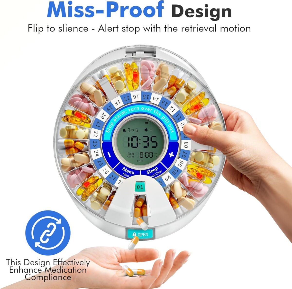 Upgraded Automatic Pill Dispenser for Elderly with Alarm, Smart Pill Dispenser Machine with 28-Slot, Mix-Proof Tech & XL LCD, Enhanced Durability for Daily Medicine Management - Image 3