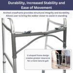 Foldable Lightweight Two Button Walker with 5” Wheels, Includes Ski Glides - Folding Design Ideal for Seniors and Elderly Adults - Adjustable for Tall Men and Women - Standing Handicap Mobility Aids - Image 2