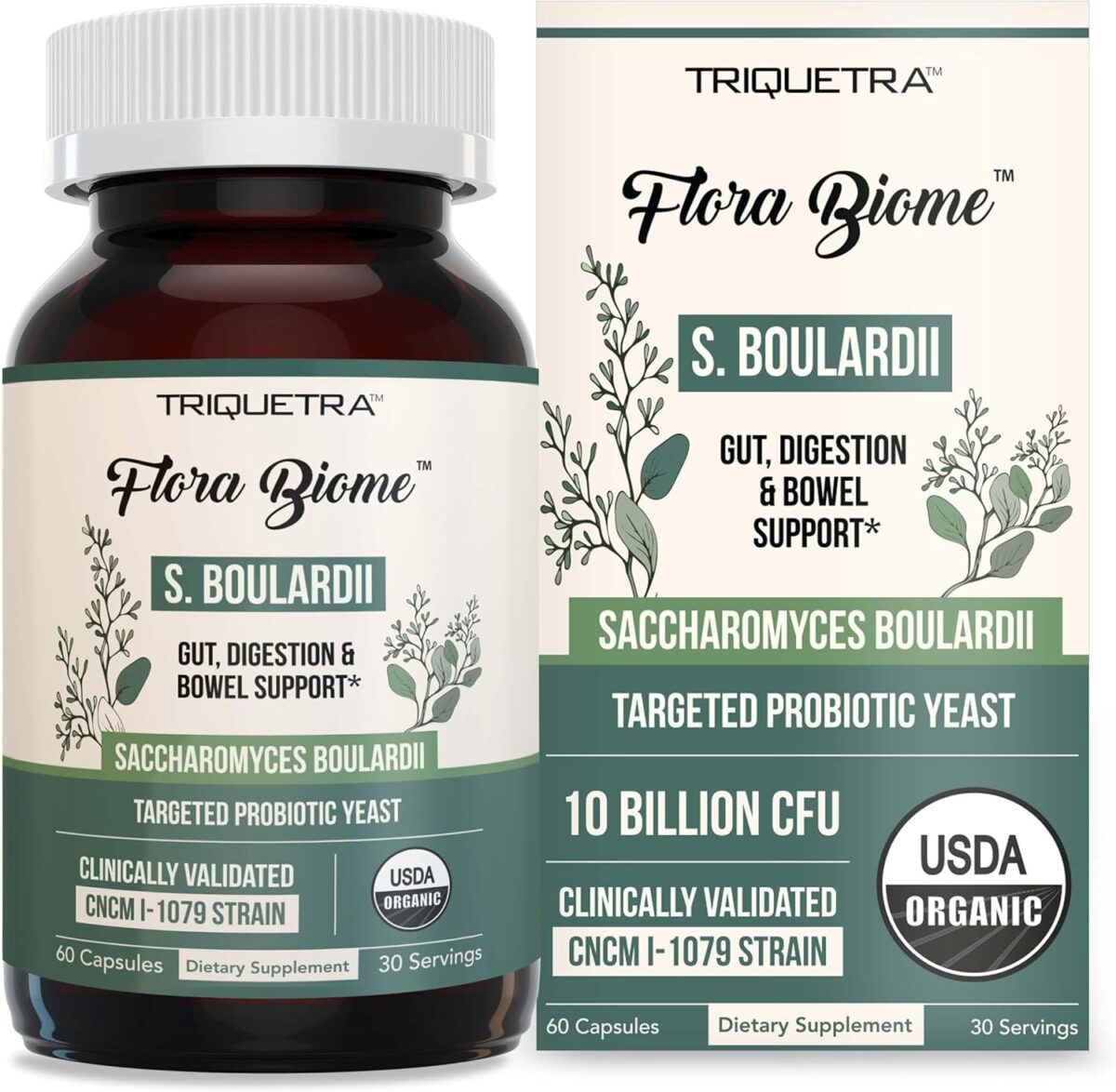 Organic Saccharomyces Boulardii - 10 Billion CFU - Clinically Validated CNCM I-1079 Probiotic Strain - Gut, Digestion & Healthy Bowel Support - First Organic Form of S. Boulardii Probiotic - 60 Count - Image 1