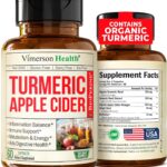 Turmeric Supplement and Organic Apple Cider Vinegar Capsules with Ginger for Joint Health, Metabolic & Digestive Support. Premium Turmeric Apple Cider Vinegar Supplements. Non-GMO. Vegan. 60 ACV Caps