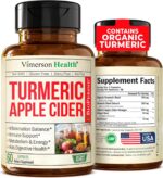 Turmeric Supplement and Organic Apple Cider Vinegar Capsules with Ginger for Joint Health, Metabolic & Digestive Support. Premium Turmeric Apple Cider Vinegar Supplements. Non-GMO. Vegan. 60 ACV Caps