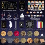 Witchcraft Supplies Kit, 80Pack Witch Starter Kit Wiccan Supplies and Tools Witchy Gifts for Beginners, Spell Candles, Chakra Healing Crystals and Dried Herbs for Zodiac and Lunar Magick - Image 2