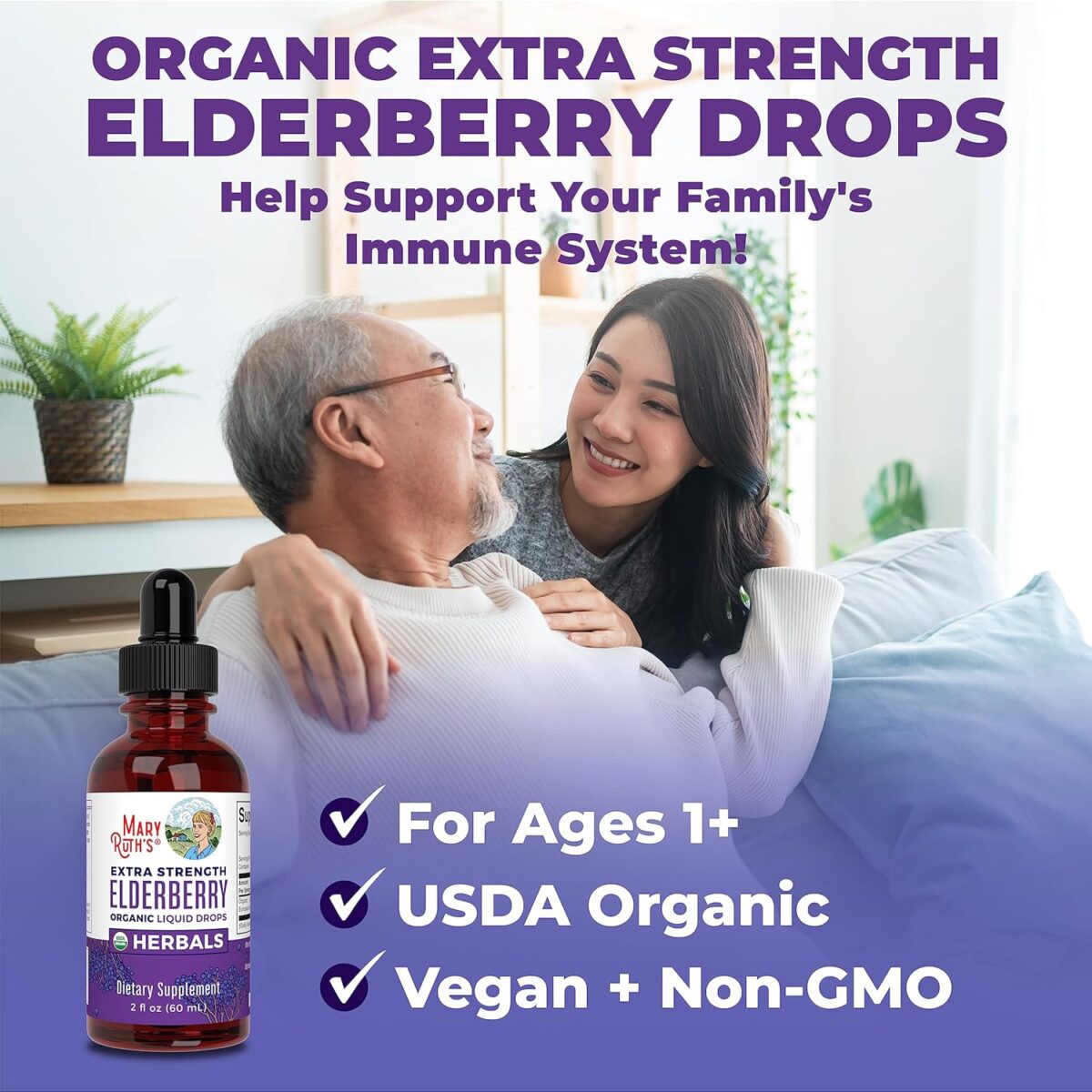 MaryRuth Organics Elderberry Syrup Extra Strength, USDA Organic Elderberry, Sugar Free Adults & Kids Immune Support Supplement for Ages 1+, Clean Label Project Verified®, Vegan, Gluten Free, 2 Fl Oz - Image 7