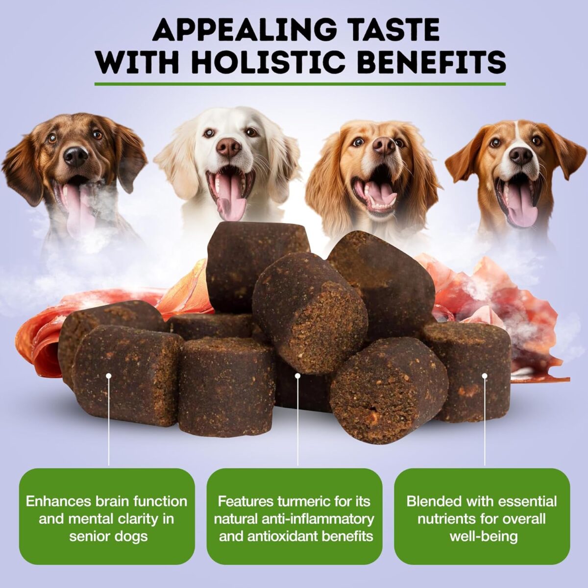 ONLY NATURAL PET Senior Brain Wellness Dog Chews - Small, Medium & Large Breeds, Toothless & Geriatric Dogs, Soft Chicken & Bacon Flavor Snacks, Baked Treats - 60 Count - Image 4