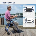 Drive Medical R728BL Foldable Rollator Walker with Seat, Blue - Image 5